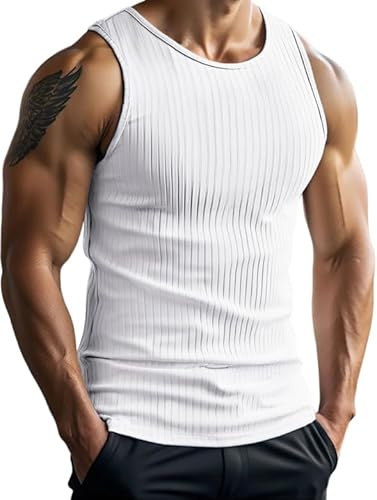 PINSPARK Ärmlös t-shirt för män, andningsbara, muskelskjortor, bantning, bodybuilding, väst, snabbtorkande, gym, fitness, toppar, ribbade västar, tight undertröja