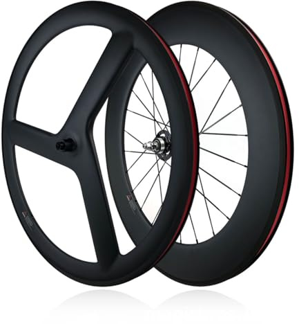 700C Fibra De Carbono Juego De Ruedas For Bicicleta De Piñón Fijo QR Delantera Trasera 100/120 Mm Ruedas 3/24H Rodamientos Bujes Pista De Carreras Bicicleta Rueda 14G Radios(Rear＋Front)