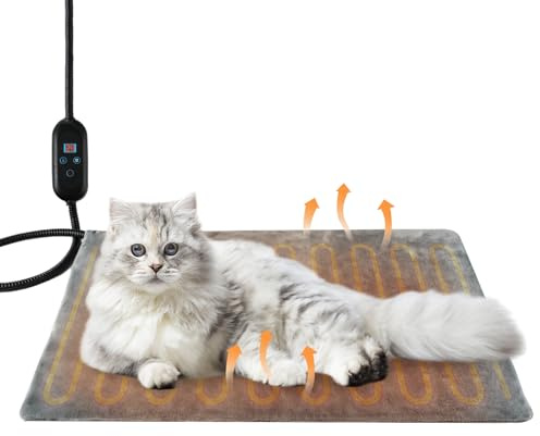 Ambesty Manta Electrica Mascotas para Gatos y Perros, Anti-mordedura Manta Impermeable Termica Perros Medianos con Termostato y Temporizador, Almohadilla Eléctrica para Mascotas (M（40 * 50cm）)