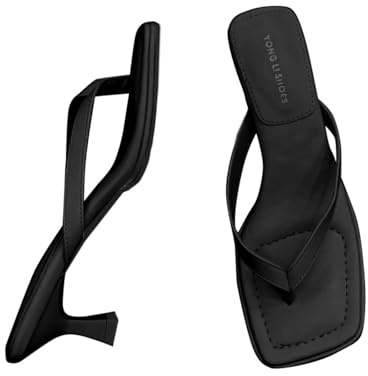 Generisch Sandalias de tiras de estilo francés para mujer, sandalias minimalistas de tacón alto para trajes de verano cómodos y elegantes separadores de dedos para exteriores