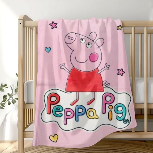 Peppa Pig Kinder-Decke kuschelig & weich 110 x 140 cm Fleece-Decke, Kuscheldecke, Geschenk, Peppa Wutz, Rosa, Mädchen, warm