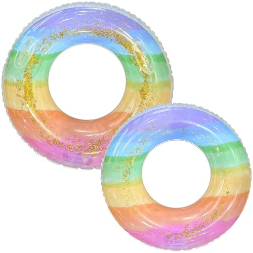 Inflatable Swim Ring 2Pack, 70 90cm Summer Pool Beach Party Swimming Float Tube,Water Fun Swimming Pool Toys for Water Activities