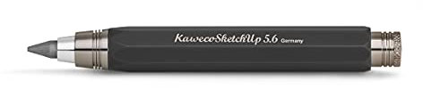 Kaweco SKETCH UP Fallbleistift Black 5,6 mm 5B I Minenbleistift aus massivem Messing in oktogonalem Design I Druck-Bleistift nachfüllbar aus Metall in Schwarz I Druckminenbleistift 10,3 cm