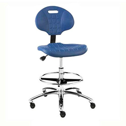 Everlast Polyurethane Chair, Articulating Seat & Back Tilt, 5-Star Polished Aluminum Base, 18 Adj. Chrome Footring, Dual Wheel Hard Floor Casters, Seat Height Adjustment 18.5 - 26