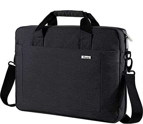 Voova Laptop Bag Case 14 15 15.6 Inch, Computer Sleeve Messenger Bag with Shoulder Strap Expandable Waterproof Business Briefcase for Men Women to Work Travel School, Fit 14-16 Inch Laptop-Black