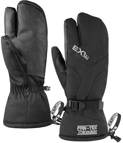 EXski Waterproof Winter 3-Finger Ski Gloves Warm Insulated Snow Mittens for Cold Weather Snowboard Snowmobile Medium