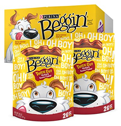 Purina Beggin' Strips Real Meat Dog Treats, Thick Cut Hickory Smoke Flavor - (Pack of 2) 26 oz. Pouches
