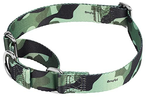 Hyhug Design, martingale klassische halsbänder, anti-flucht hundband. Bekväm konstruktion, fästfest, Haltbare, Hunde-ID-tag-Montageloch. (Medium, Camo grön)