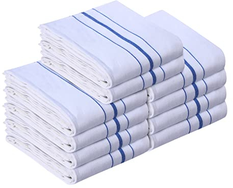 100% algodón – Paquete de 10 paños de cocina – (50 x 76 cm) suaves y absorbentes, grandes paños de cocina y restaurante, bar de cristal para secar y lavar