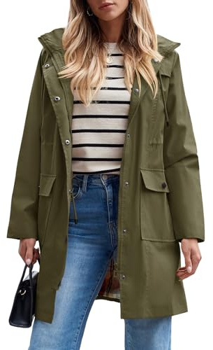 SaphiRose PONCHO Veste de Pluie Longue pour Femme Manteau à Capuche Coupe-Vent Imperméable vert S