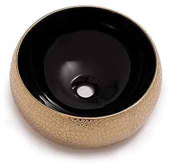 RD Luxury® Design Aufsatzwaschbecken Rundes Waschbecken Kleines Waschbecken Aufsatzwaschbecken für das Badezimmer Handwaschbecken Farbe Gold/Schwarz