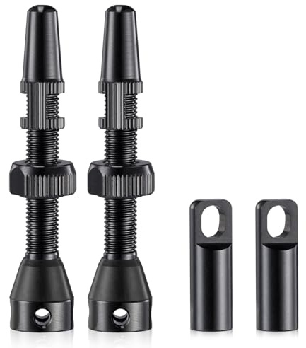 HZJD 2Piezas Válvula para Tubeless, Negro, Tubeless Válvula de Aire Vástago Bicicleta(44 mm)