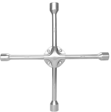 QWORK® Verstärkter Kreuzschlüssel für Reifenwechsel - Chrom Vanadium Stahl - 17 mm, 19 mm, 21 mm Buchsen - Insgesamt 350 mm