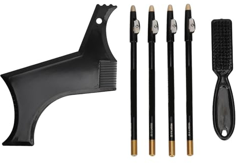 Beard Shaper, Professional Beard Shaping Tools with 4pcs Barber Pencil, Beard Template Guide and Beard Brush, Beard Shape Up Tool for Line Up & Edging, Gifts for Dad, Husband
