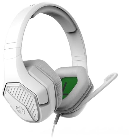 Snakebyte Xbox Gaming-Headset - weiß - offiziell lizenziert, starker 50MM Audio-Treiber, geräuschisolierende Over-Ear Polster, Klapp-Mikrofon, 2,2m Kabellänge, 5 Jahre Garantie