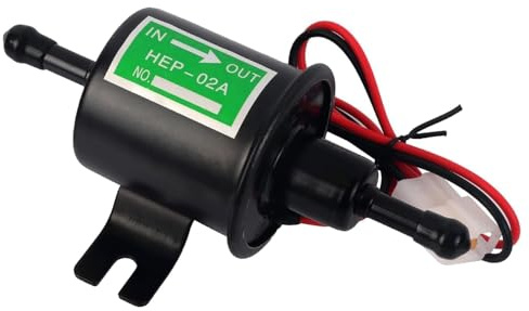 Universell 12 V bränslepump, HEP-02A universell elektrisk bensinpump, dieselpump, lågtrycksbränslepump, universell bränslepump, elektrisk för bensin och diesel byggmaskin (svart)