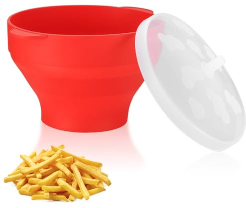 Popcorn para Microondas, Popcorn Maker Plegable, Contenedor de Palomitas de Silicona, Tazón de Palomitas con Tapa, Libre de BPA sin Aceite Palomitas Popper para Microondas, Hogar, Cocina, Fiesta