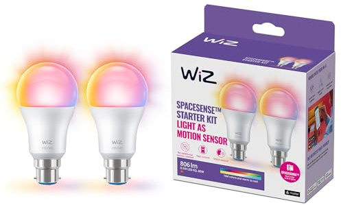 WiZ Smart Bulb, B22 Colour, Dimmable, Smart LED Connected WiFi Works with Alexa, Google Assistant & HomeKit, App Control for Home Indoor Lighting, Livingroom, Bedroom, Energy Monitoring, 2 Pack
