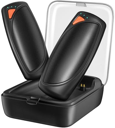 Hand Warmers Rechargeable with Charging Case, 14000mAh Dual-Sided Electric Portable Hand Warmers, Long-Lasting Heat for Cold Hands, Camping, Golf, and Gift for Women & Men - Black