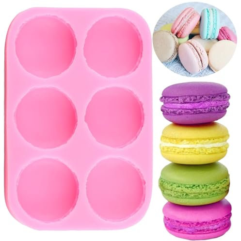 XMOLDNMS 6-Cavity 3D Macaroon Hamburger Silicone Moulds Macaron Fondant Mould for Cake Decorating Cupcake Topper Chocolate Gum Paste Candy Polymer Clay