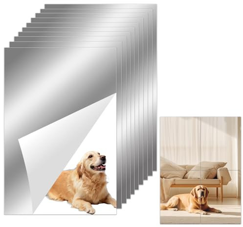 Mulomir Rahmenloser Wandspiegel, Flexibler Spiegel, Selbstklebende Fliesenspiegel, Nicht Glas DIY Acrylic Wanddekoration Dekospiegel für Heimdekoration (10pcs, 20 * 30cm, 0.2mm)