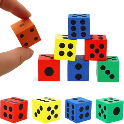 24 Pièces Dés en Mousse, 2 cm Dés en Mousse Eva Légers, Cubes de Dés en Mousse avec Points Numériques, Jeu de Mathématiques Créatif, Jouets éducatifs, Maternelle, Classe, Jeux de Mathématiques