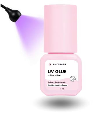 Colla UV per estensioni di ciglia in 1 secondo, impermeabile fino alla caduta delle ciglia, utilizzo professionale con luce UV (5 ml trasparente purple)