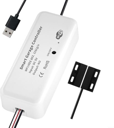 Emiif WiFi Smart Garage Door Opener Controller for Tuya for Alexa App Remote Operation Voice Activated Scheduling Real-time Alerts