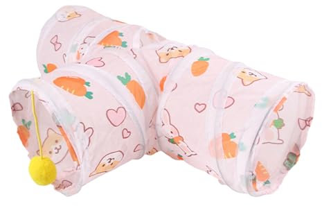 Kleintier-Tunnel, faltbarer interaktiver Schlauch, 46 x 16 cm, faltbares tragbares Design, Haustier-Peekaboo für Kaninchen, Frettchen, Hamster, Chinchillas, Igel, Spielen,