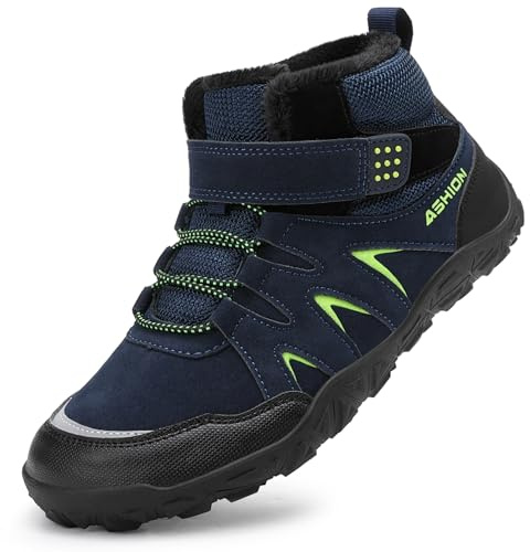 Scarpe da Escursionismo Bambini Barefoot Scarpe Inverno Stivali Antiscivolo Calzature da Trekking Ragazzi Outdoor(B Blu Scuro,39EU)