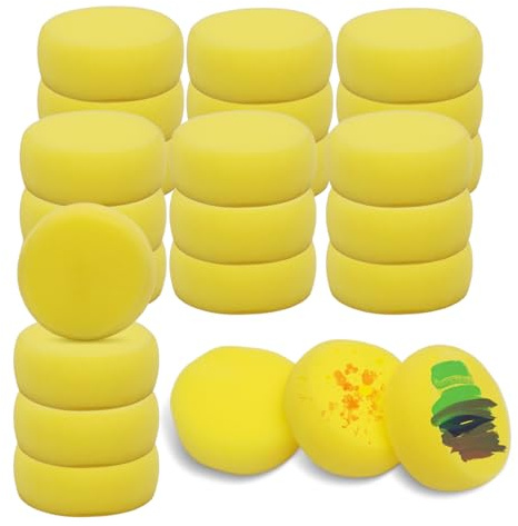 Set di 25 Spugna per Dipingere Rotonde, Spugne Pittura Riutilizzabili, per Scuola, Artistica, Acquerelli DIY e Hobby Creativi, Paint Sponges Multiuso per Ceramica, Aquarello e Artigianato