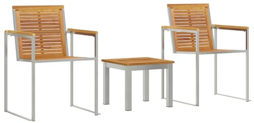 Gecheer Teak Sun Lounger Set - Outdoor Patio Furniture, Brown, Stackable, 2-Seater Model3334843