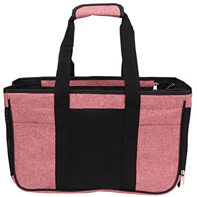 Tnfeeon Transportín para Gatos, Material Transpirable, Caja de Transporte Portátil para Mascotas Pequeñas, 18,1x8,3x11,0 Pulgadas, Ideal para Viajar con Gatos y Perros (Rosa con Negro)