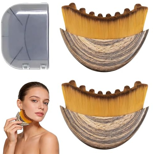 2 Pezzi Spazzola per Contorno Linfatico, Spazzola Linfatica per il Viso, Spazzola Viso a Secco per Alleviare con l'affaticamento, Scolpire il Viso, Mento e Mascella