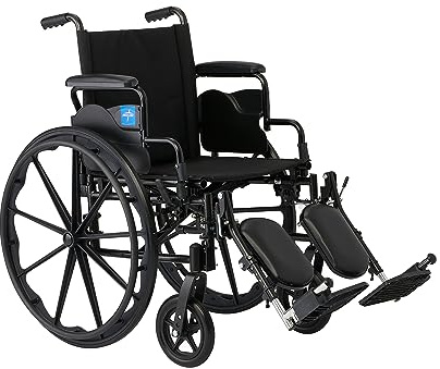 Medline Lightweight Wheelchair for Adults With Swing-Back, Desk-Length Arms, Elevating Leg Rests; 20 x 16D Seat