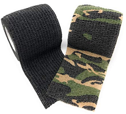 LisaCare fixation bandage 5cmx4,5m | Set of 2 Camouflage & Black 1x each | Cohesive Bandage | Wound dressing | Plaster bandage | elastic, elastic, self-adhesive, without glue