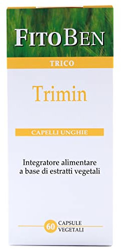 Fitoben | Trimin Integratore Naturale per Capelli, Unghie e Pelle con Biotina, Miglio, Equiseto, Zinco per Rinforzare i Capelli e Migliorare Pelle e Unghie | 60 Capsule Vegetali
