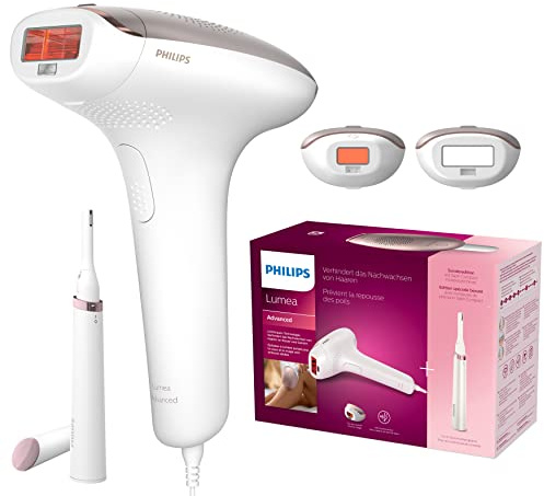 Philips Lumea Serie 7000, dispositivo de depilación IPL, alternativa de depilación láser, con recortadora compacta satinada, 2 accesorios para cuerpo y cara, modelo BRI921/00