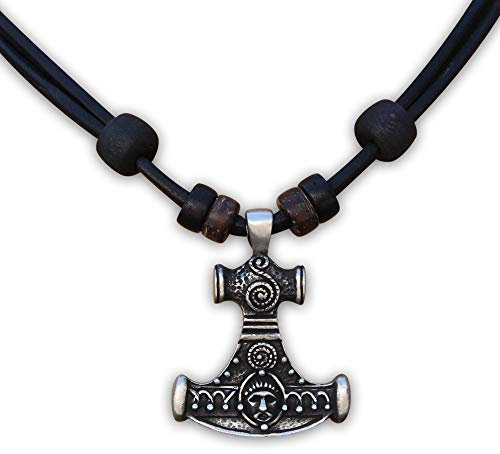 HANA LIMA Thorshammer Thor Hammer Mjölnir Lederkette Halskette Herrenkette Damenkette