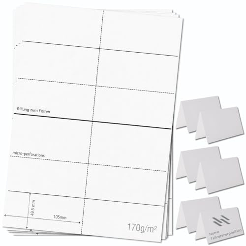 OfficeGear Small Tent Cards 6-up [25 Sheets - 150 Cards] 49.5x105mm Printable A4 170gsm Scored Folding Table Top Name Place Cards for Hotels Weddings Conference Events Incl Design Template