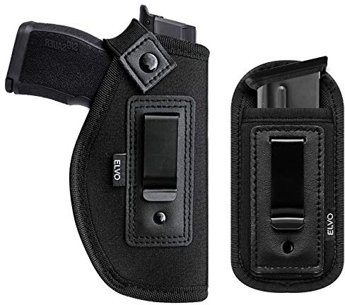 ELVO 2 Pack Universal IWB Gun Holster for Concealed Carry, Inside The Waistband Pistols Holsters, Fits All Firearms S&W M&P Shield 9/40 Taurus PT111 G2 Sig Sauer P320 Glock 17 19 26 27 42 43, Right