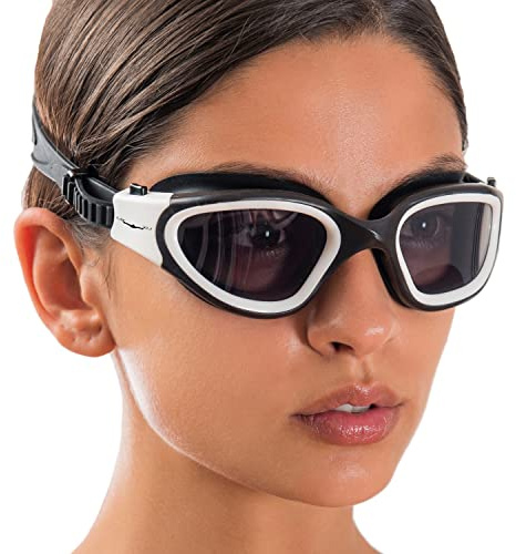 AqtivAqua DX Gafas Natacion Polarizadas Hombre Gafas Piscina Niño Mujer Niña (Blanco, Polarizadas)