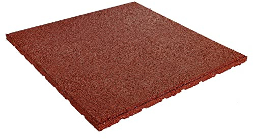 Vivol Premium fallskyddsmatta röd – 50 x 50 cm x 20 mm TÜV testad kvalitet golvskyddsmatta för lekplats, kita, skola – Underläggsmatta för fitness och crossfit – kan skäras till storlek