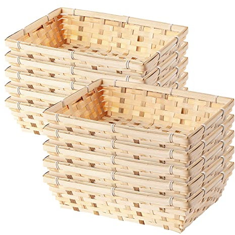 10 pcs Natural Bamboo Basket Gift Hampers Retail Display Home Organizer (Medium)