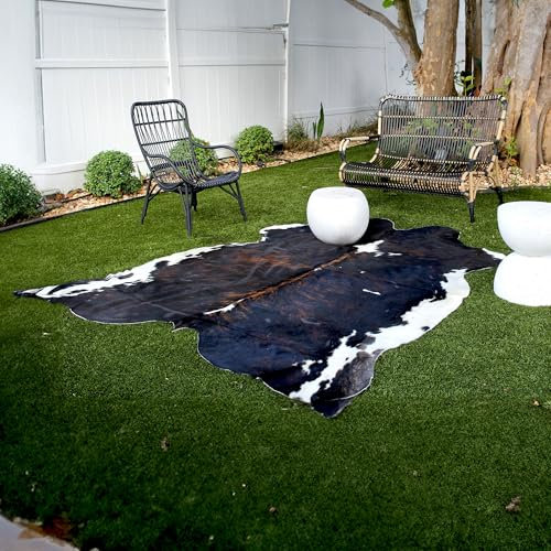 Appaloosa Cowhides Genuine Cowhide Rug - Natural Leather Hide Rugs for Living Room & Area Rug for Bedroom - Real Cowhide Rug for Rustic Home Decor - Dark Tricolor Cowhides Rugs Collection