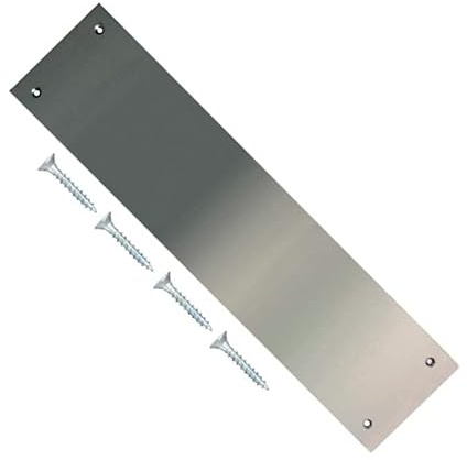 TERF® 300mm X 75mm Traditional Type Polished Stainless Steel Finger Plate 300mm X 75mm (12'' X 3'') Door Push Plate Finger Plate Including Fixing Screw - Pack of 1