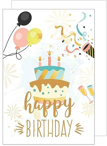 Edition Seidel Premium XXL Maxi Glückwunschkarte zum Geburtstag mit Umschlag Format DIN A4. Geburtstagskarte Grußkarte Karte Billet Happy Birthday Mann Frau Sprüche gold Torte (A4-G2650)