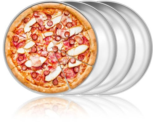 HaWare Set di 4 teglie per pizza in acciaio inox (acciaio inox, 30 cm)