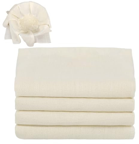 4 Stück Passiertuch, 60 x 60 cm Käsetuch Waschbares Cheesecloth Mulltuch, Filtertuch Wiederverwendbar zum Sieben von Saft Käse Tee Nussmilch Tofu