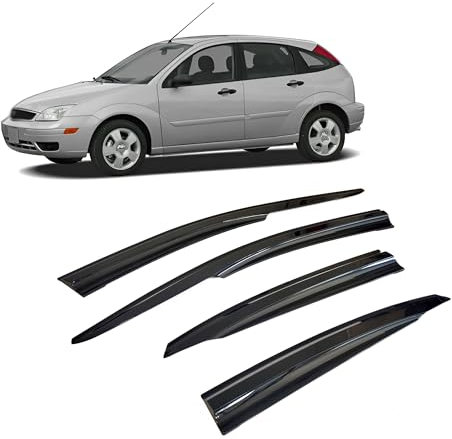 Rumplex Windabweiser Luftabweiser Regenabweiser Seitenfensterabweiser Kompatibel mit Ford Focus II 2004-2010 Autofenster Regenschutz Regenabweiser Anklebbare Deflektoren 4 Stück Externe Passform